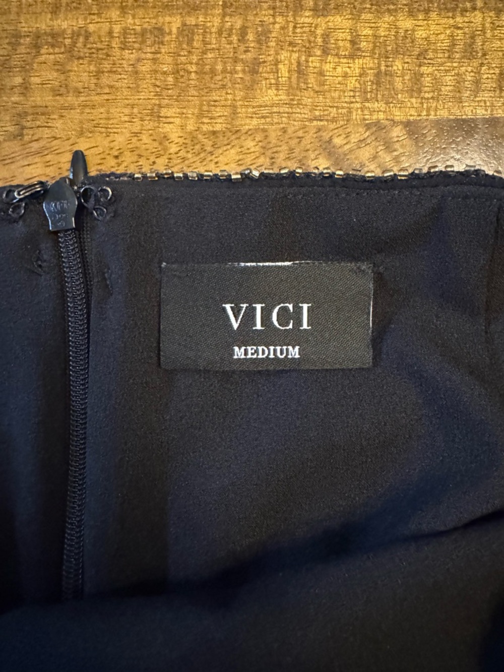 Vici Black Mini Skirt with Gold sequins, small gold beads and Grey Embroidery - Picture 5 of 9